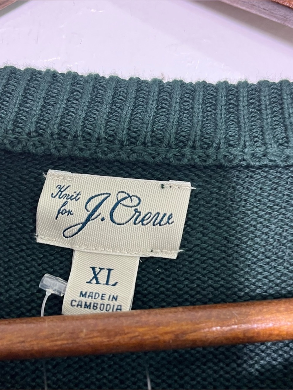 J. Crew Heritage Cotton Crewneck Sweater Men's XL Dark Forest Green Ribbed - Picture 13 of 14